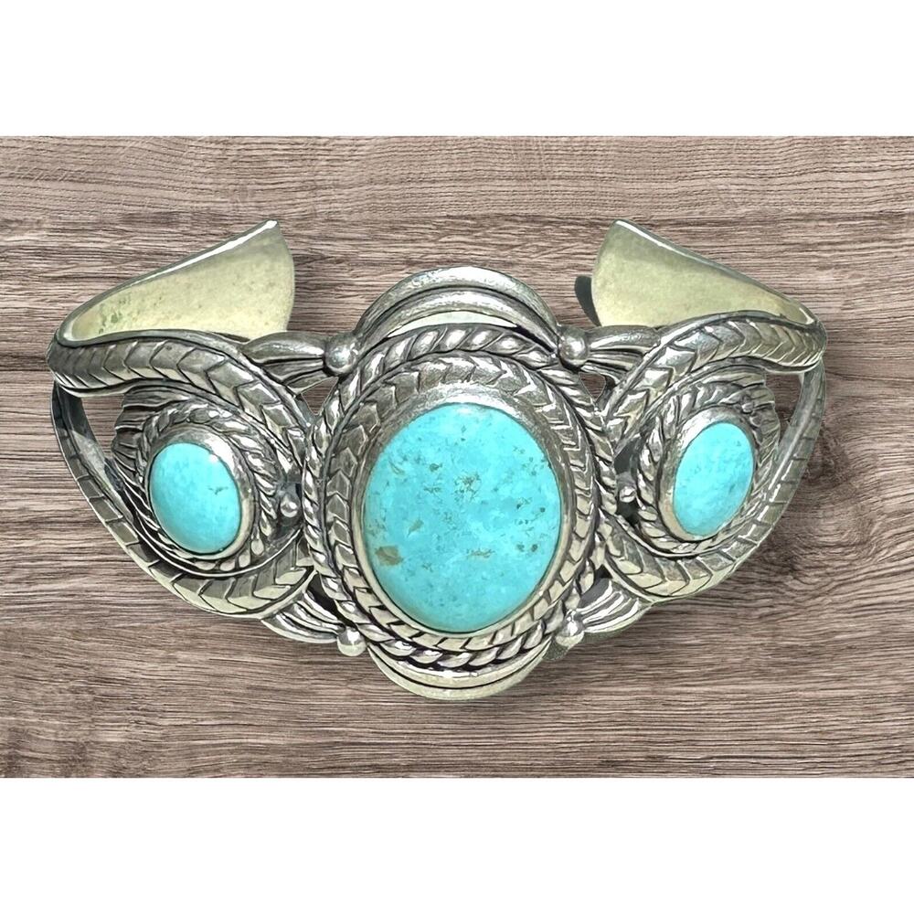 STUNNING Carolyn Pollack Relios Turquoise Sterling Silver Cuff Bracelet